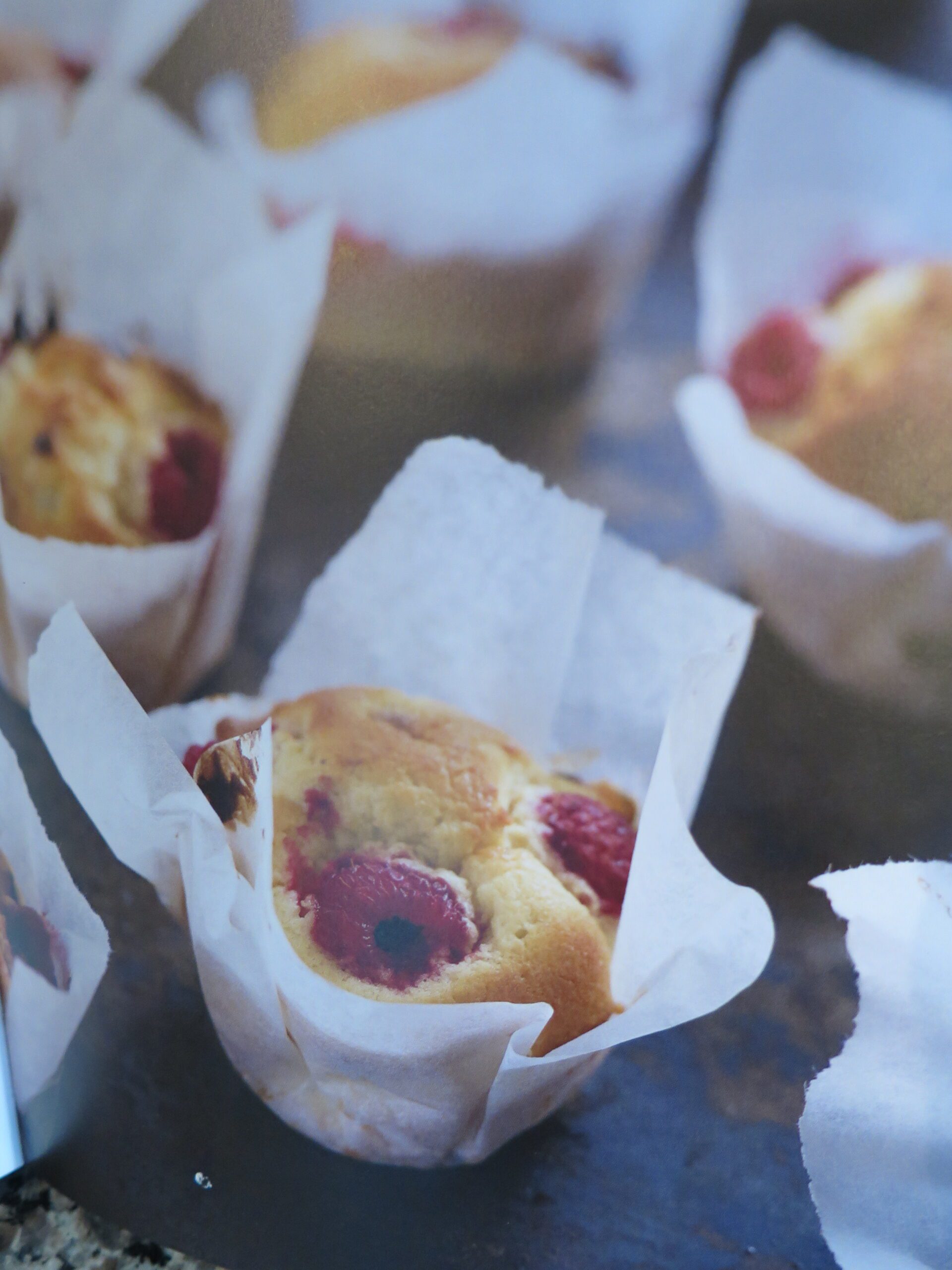 raspberry & passion fruit muffins - picture from recipe book