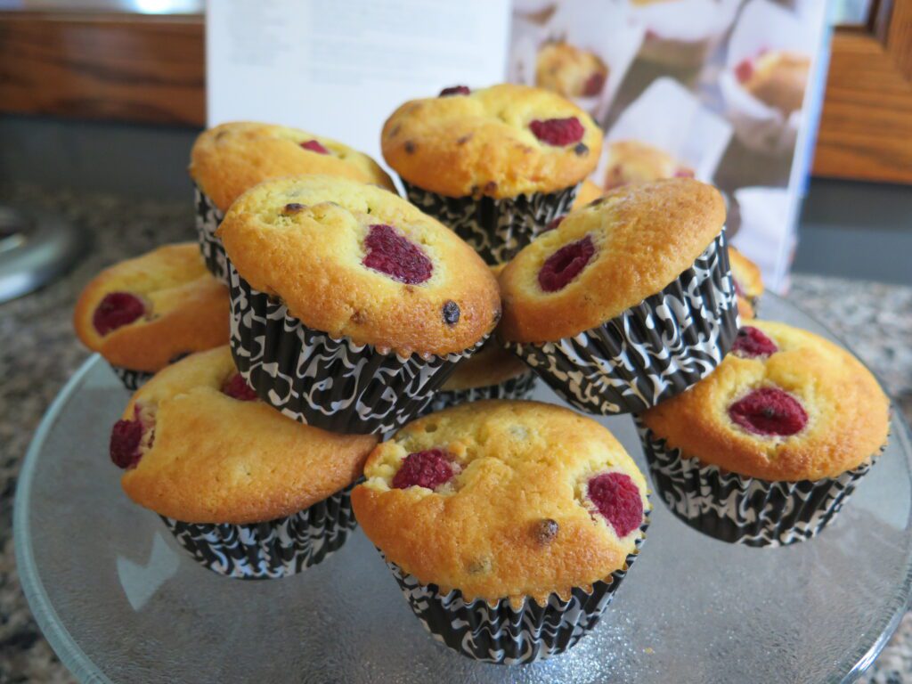 Raspberry & passion fruit muffins