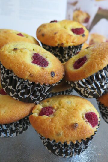 Raspberry & passion fruit muffins