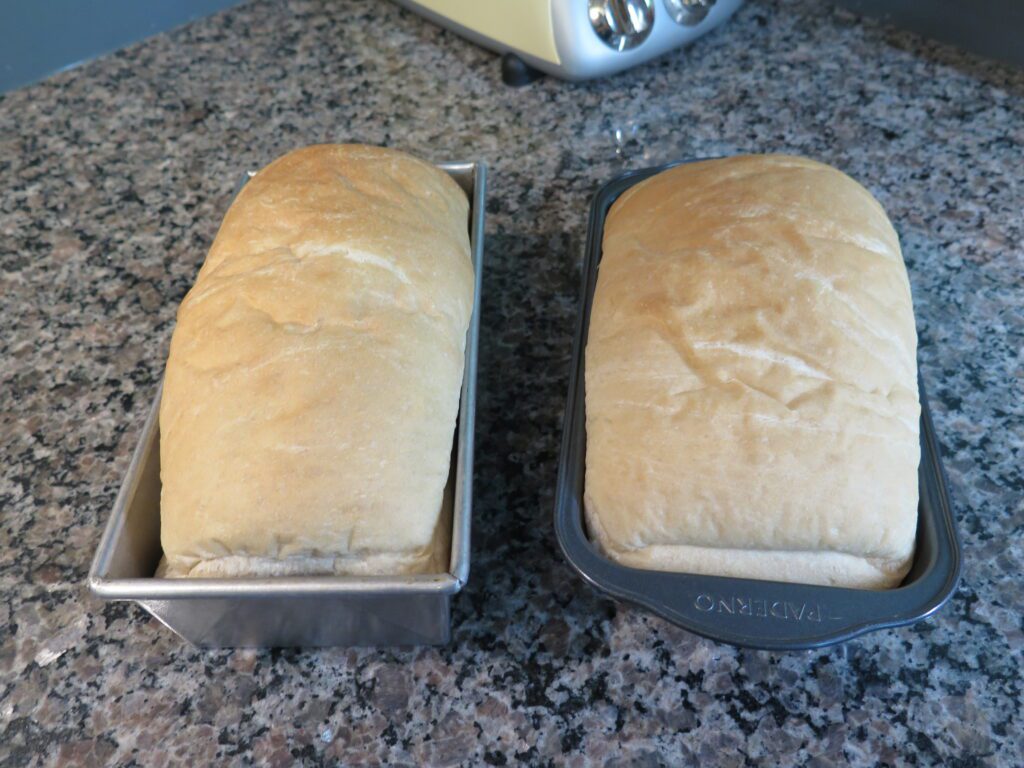 White Sandwich Loaves in baking tins