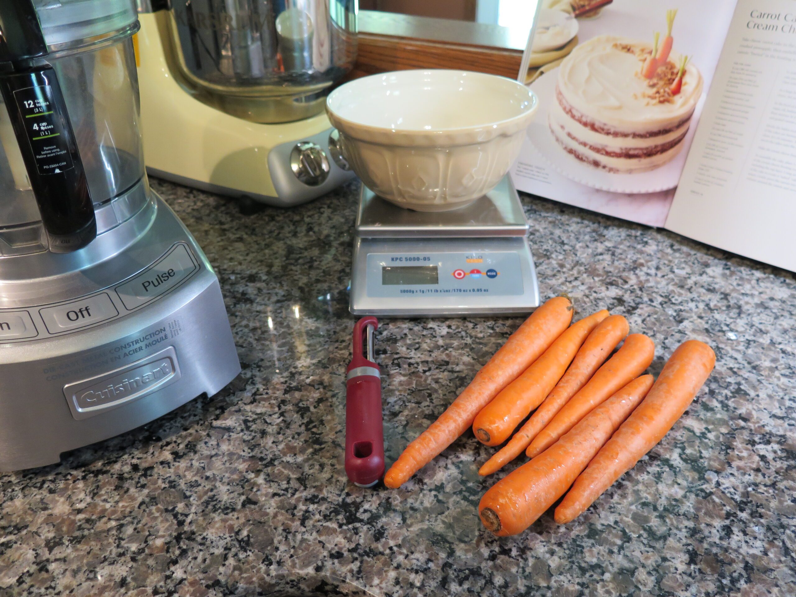 Preparing carrots for cake
