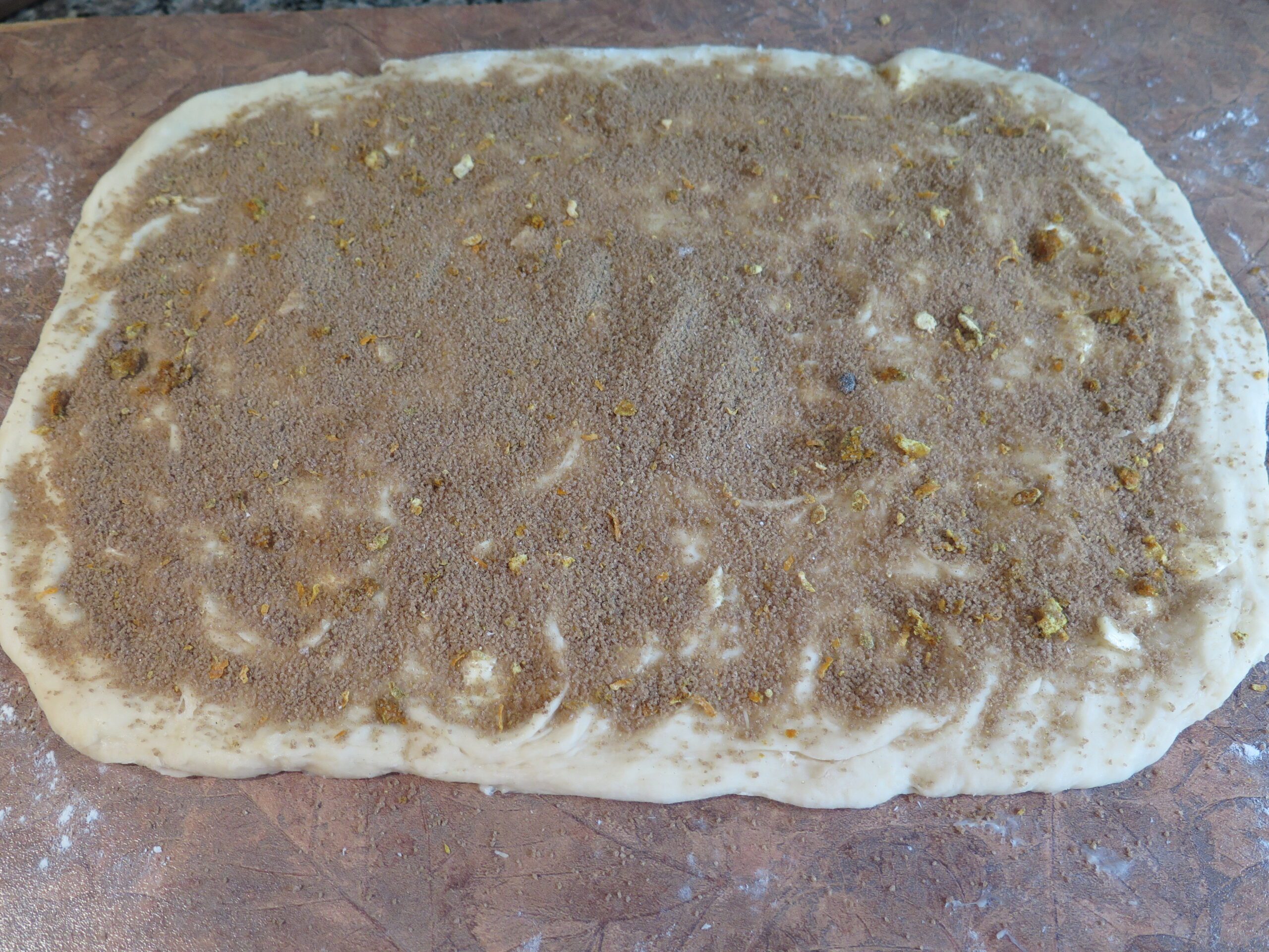 Cardamom filling on dough