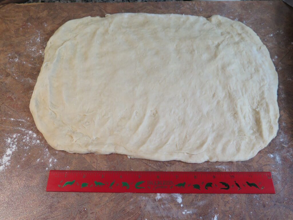 Dough rolled out to rectangle