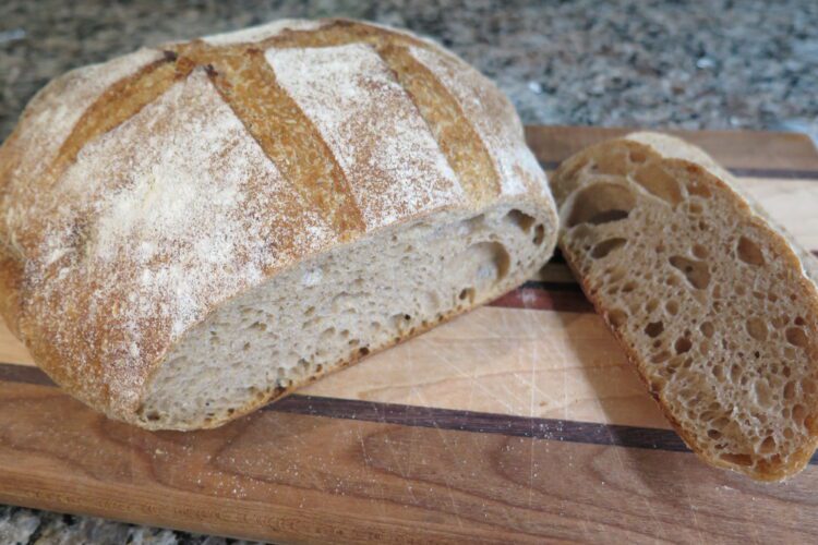 Sourdough bread sliced open