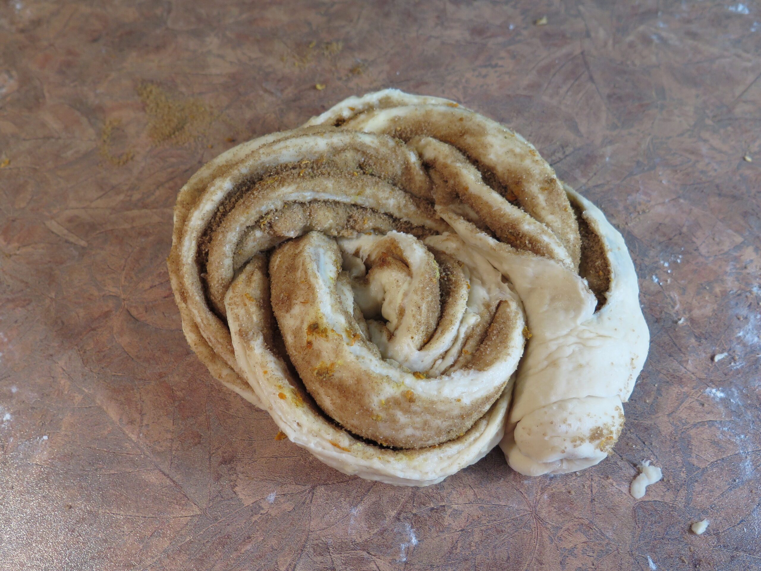 Twisted dough coiled into a circle
