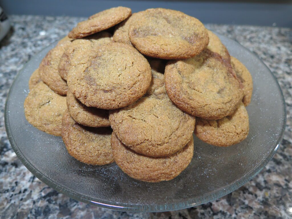 Plate of chewy molasses spice cookies