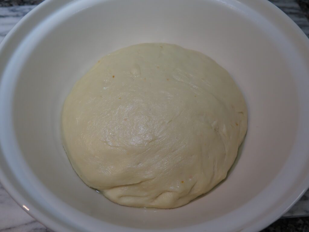 orange bowknot dough after 1 hour rising