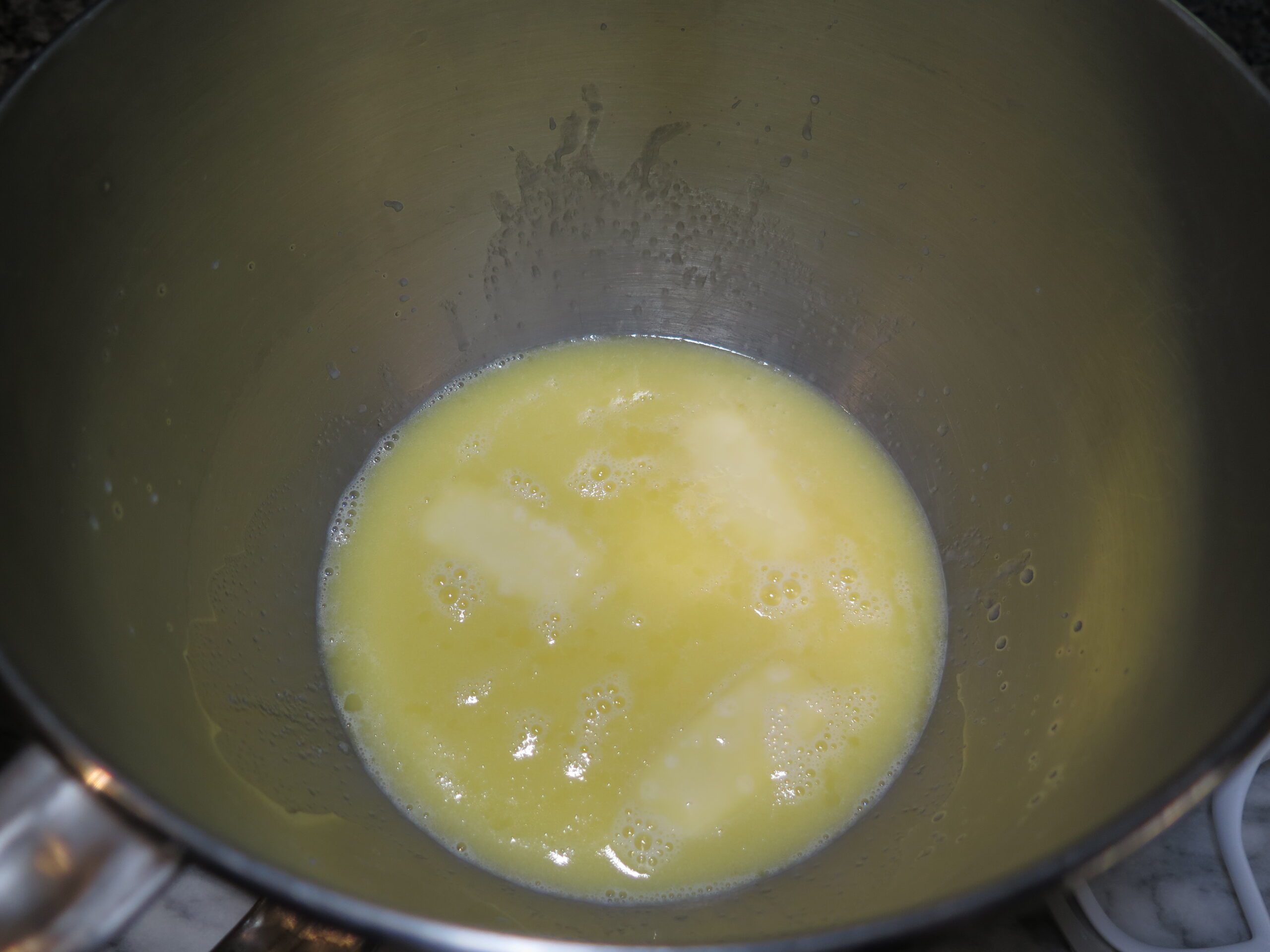 Milk, butter, sugar and salt warmed until butter melts