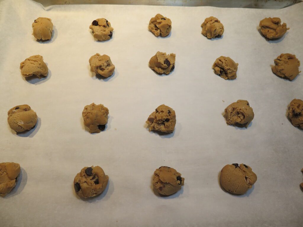 Chocolate chips cookies ready to be baked