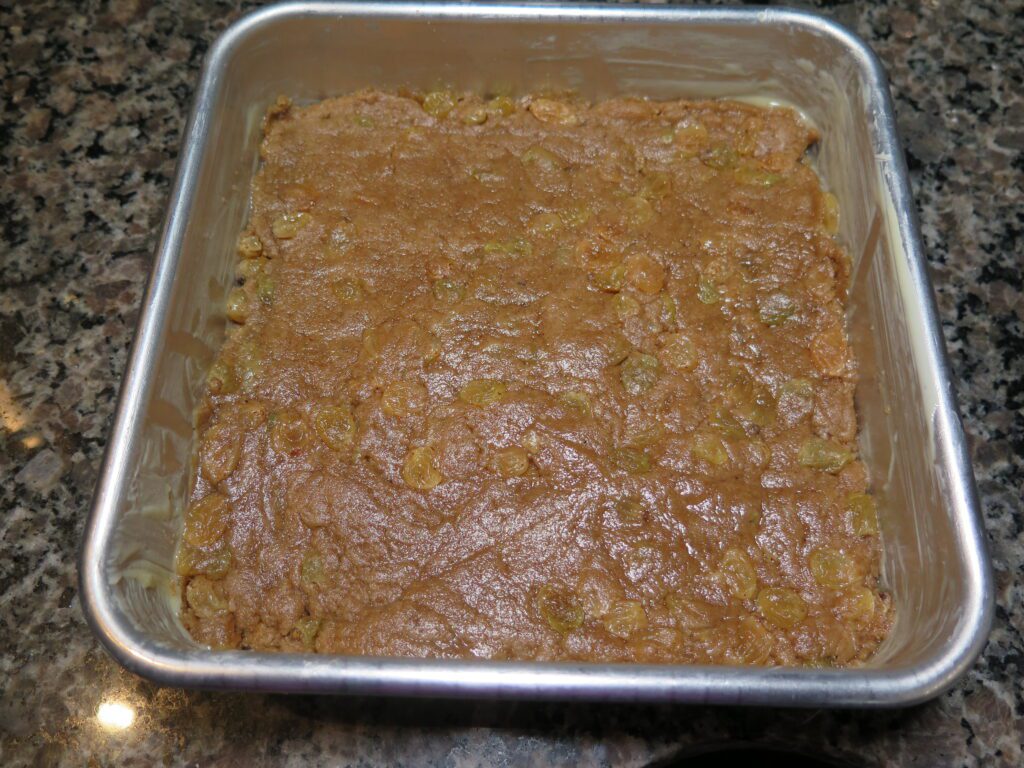 Boiled raisin cake ready to bake