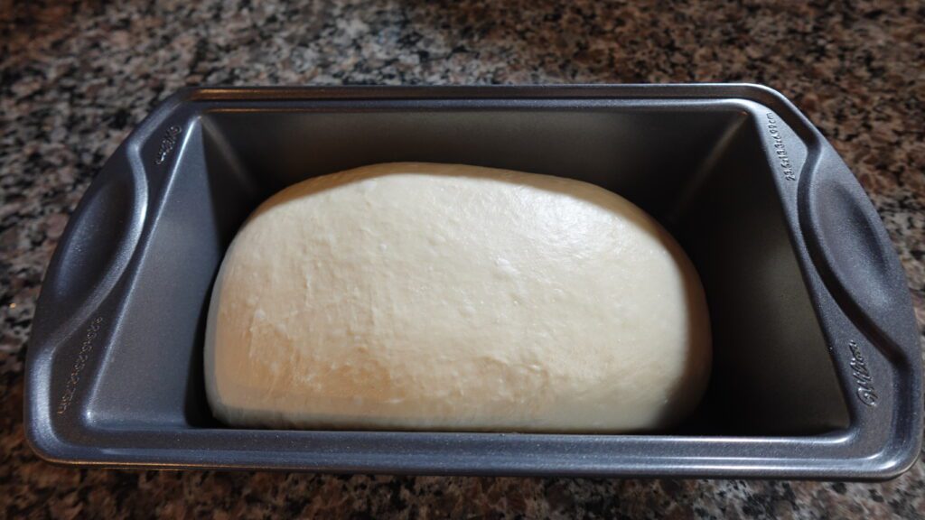 White sandwich loaf ready to bake
